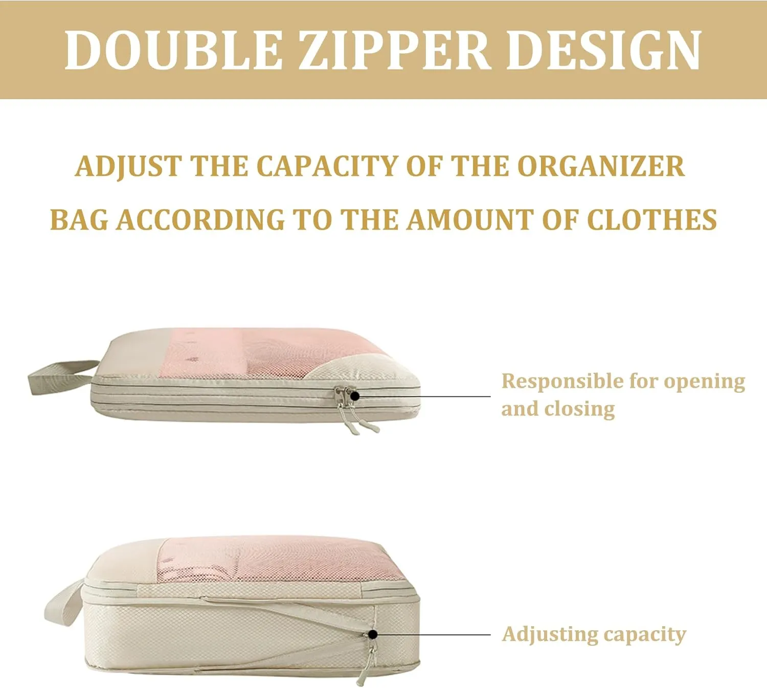 10 Set Compression Packing Cubes for Suitcases Organizer Bags Set Carry on Luggage Packing Cubes Travel Accessories Bags Set Packing Organizers for Travel Essentials(Beige)