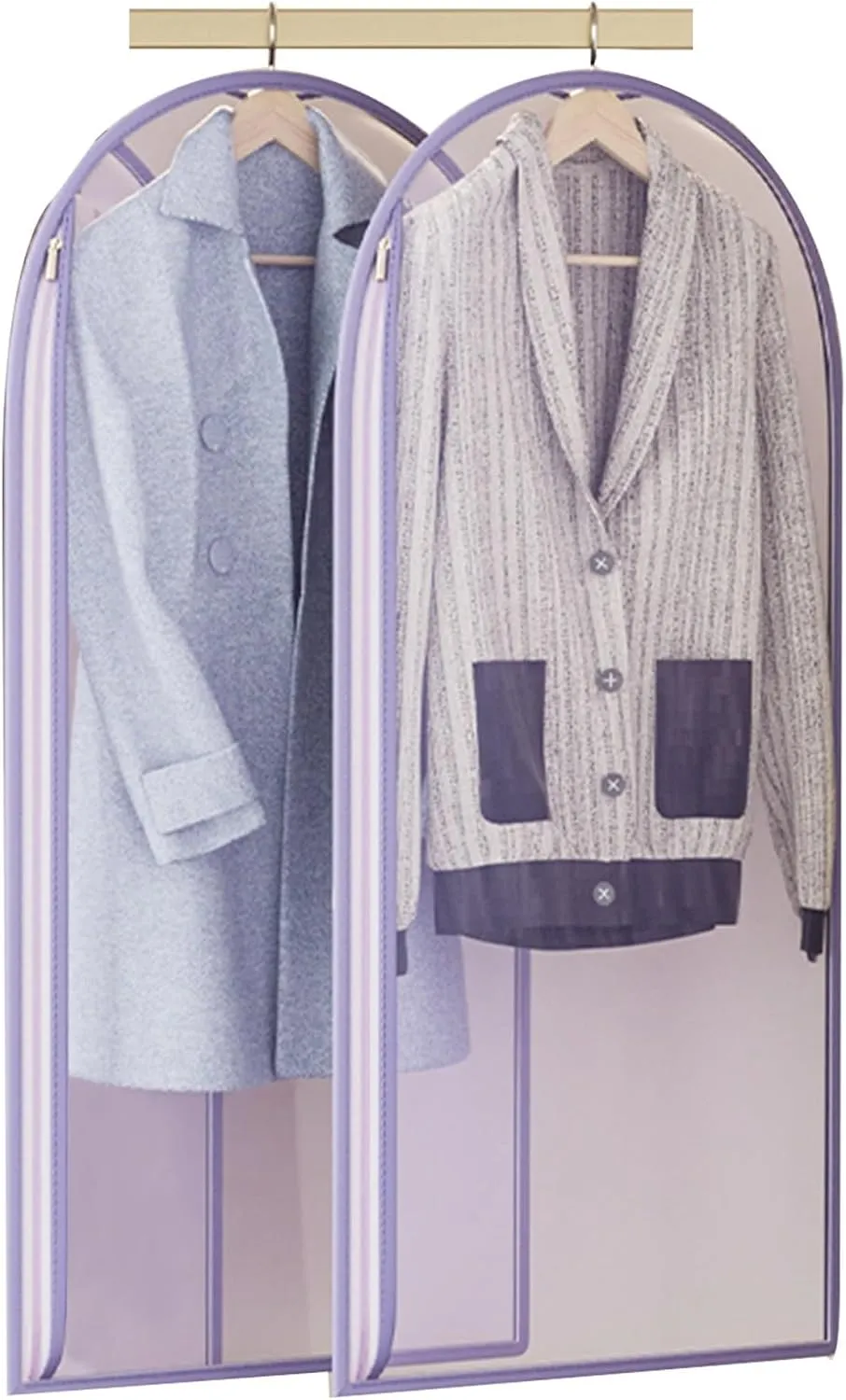 2 Purple Garment Bags for Hanging Clothes, Organza Dress Bag, Side Opening, Suitable for Clothes Rod, Wardrobe(60x90cm/24x35in)