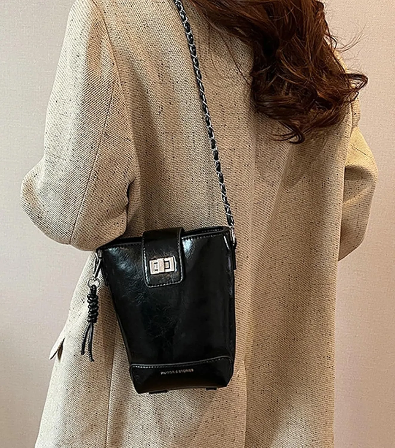 2025 Summer Straw Woven Chain Crossbody Bucket Bag PU Tote Shoulder Handbag Travel Daily Use