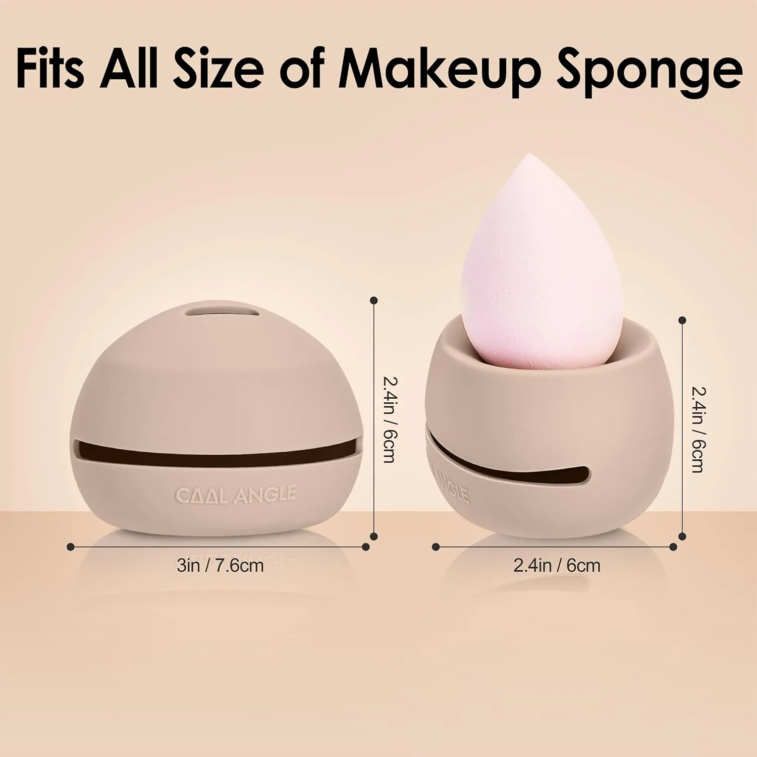 2Pcs Makeup Sponge Holder Silicone Beauty Sponge Holder Makeup Blender Case for Travel 2 in 1 Stand Storage For Quick Drying Khaki Pink