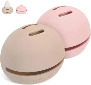 2Pcs Makeup Sponge Holder Silicone Beauty Sponge Holder Makeup Blender Case for Travel 2 in 1 Stand Storage For Quick Drying Khaki Pink
