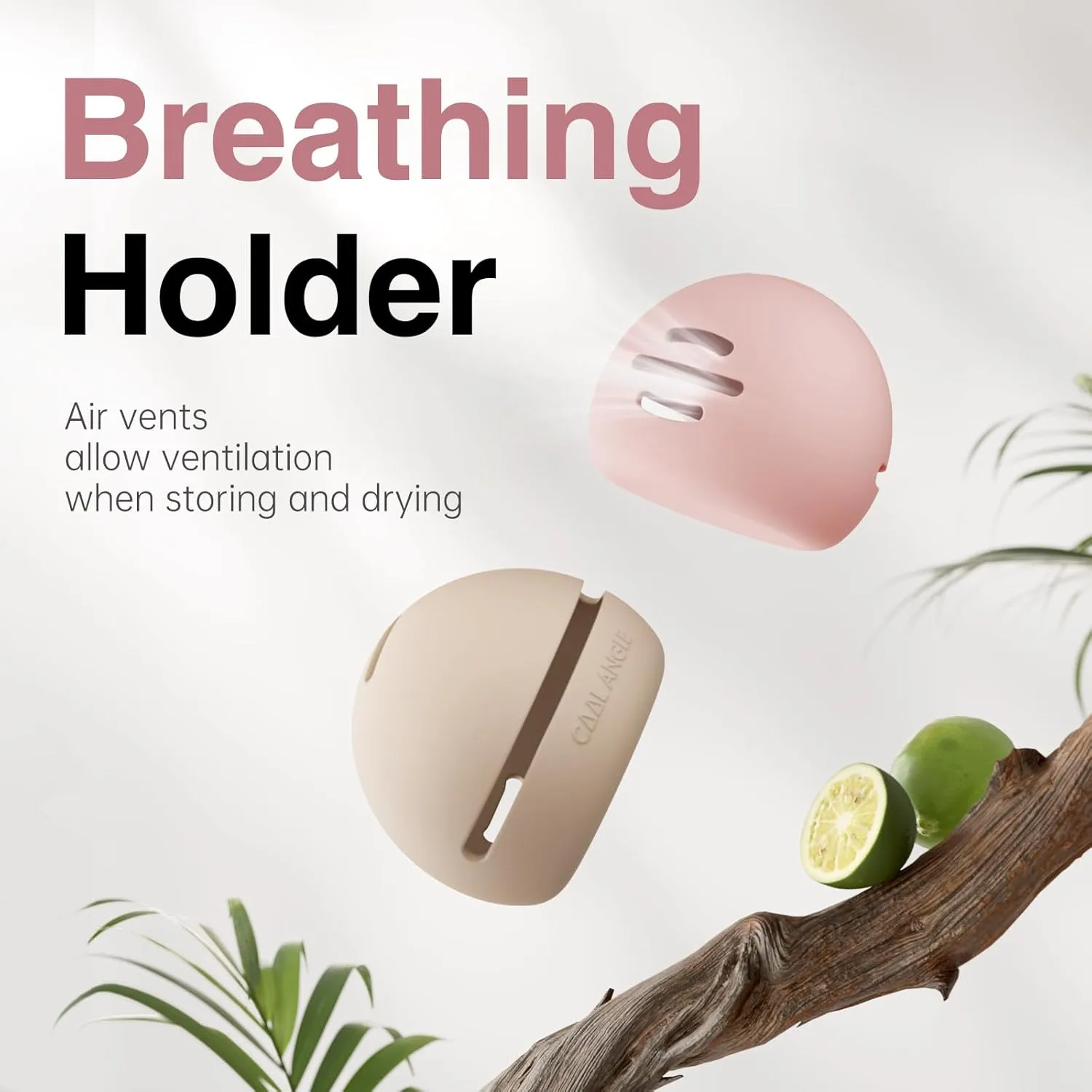 2Pcs Makeup Sponge Holder Silicone Beauty Sponge Holder Makeup Blender Case for Travel 2 in 1 Stand Storage For Quick Drying Khaki Pink