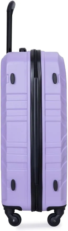 3-Piece Luggage Set (20/24/28 Inch) - ABS Lightweight Hard Shell Suitcases with Spinner Wheels, Lock & 2 Hooks - Carry-On & Checked Luggage for Travel (Light Purple   ABS)