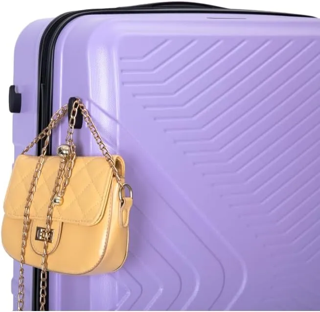 3-Piece Luggage Set (20/24/28 Inch) - ABS Lightweight Hard Shell Suitcases with Spinner Wheels, Lock & 2 Hooks - Carry-On & Checked Luggage for Travel (Light Purple   ABS)