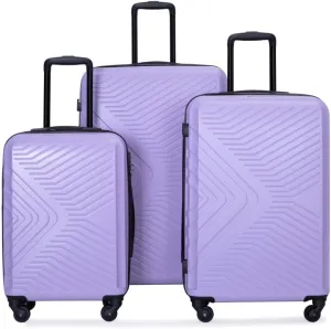 3-Piece Luggage Set (20/24/28 Inch) - ABS Lightweight Hard Shell Suitcases with Spinner Wheels, Lock & 2 Hooks - Carry-On & Checked Luggage for Travel (Light Purple   ABS)