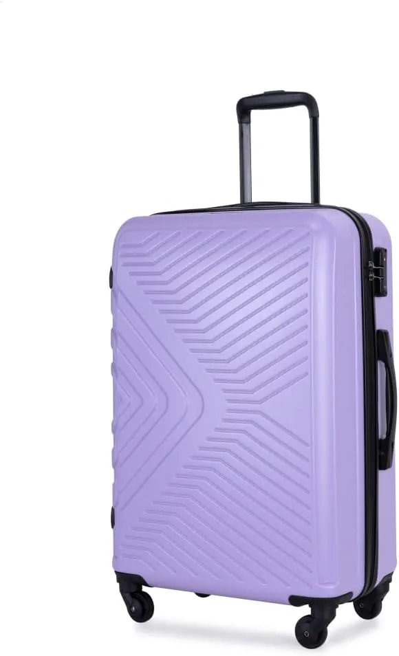 3-Piece Luggage Set (20/24/28 Inch) - ABS Lightweight Hard Shell Suitcases with Spinner Wheels, Lock & 2 Hooks - Carry-On & Checked Luggage for Travel (Light Purple   ABS)