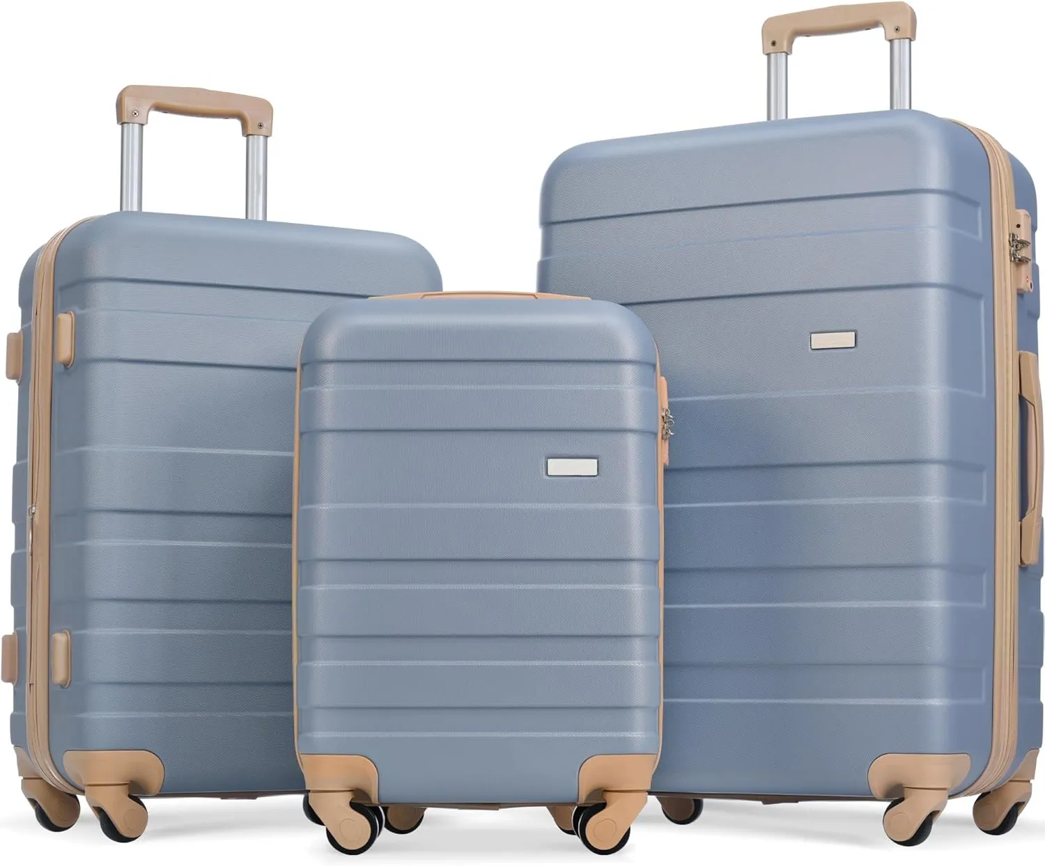3-Piece Luggage Set Travel Lightweight Suitcases with Rolling Wheels, Moden Hardshell Luggage Sets Carry on Durable ABS,Medium Suitcase Set for Business and Travel (Light Blue)