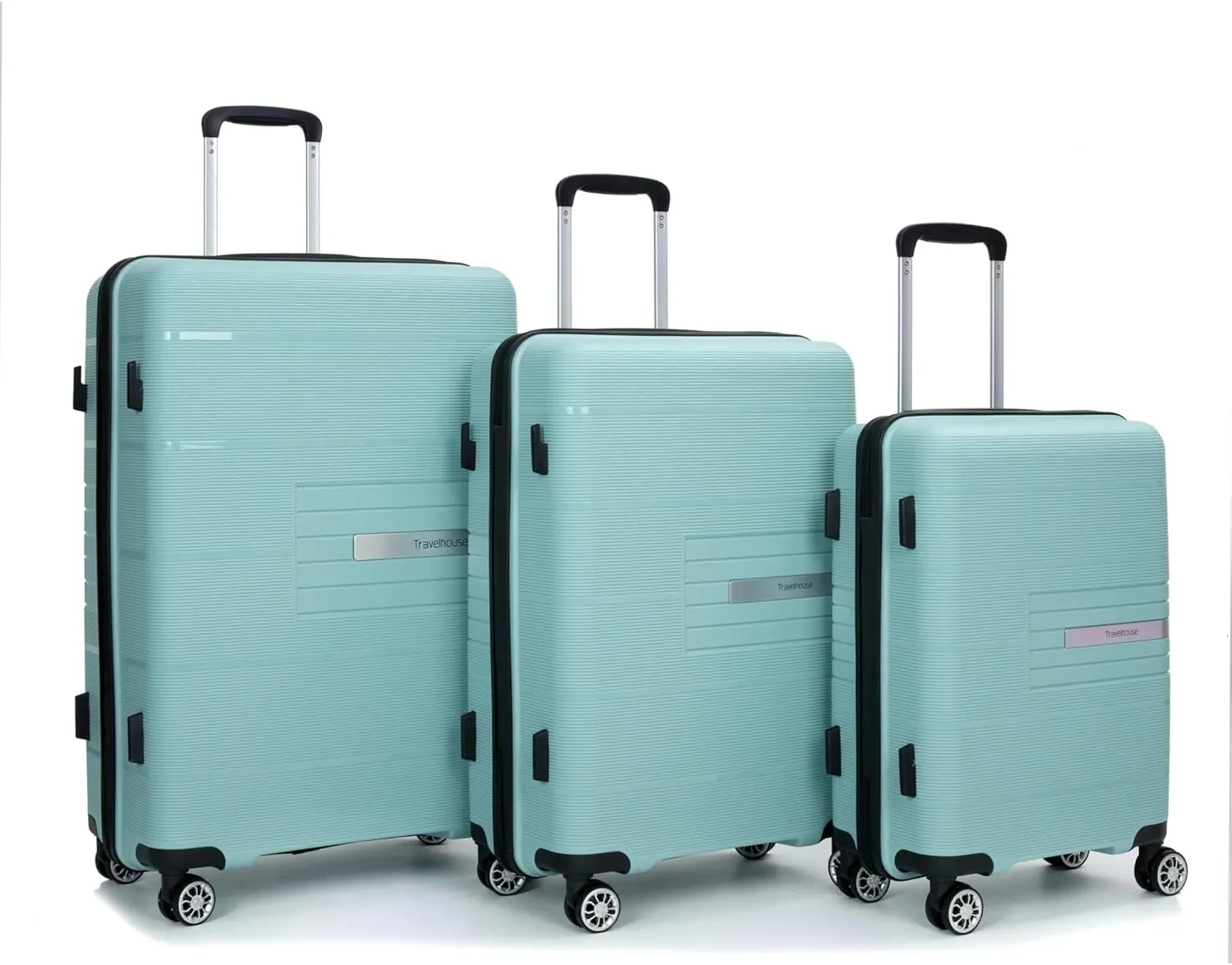 3-Piece PP Luggage Set w/TSA Lock & Double Spinner Wheels, 20/24/28in Hardshell Lightweight Suitcase for Air Travel (Light Green)