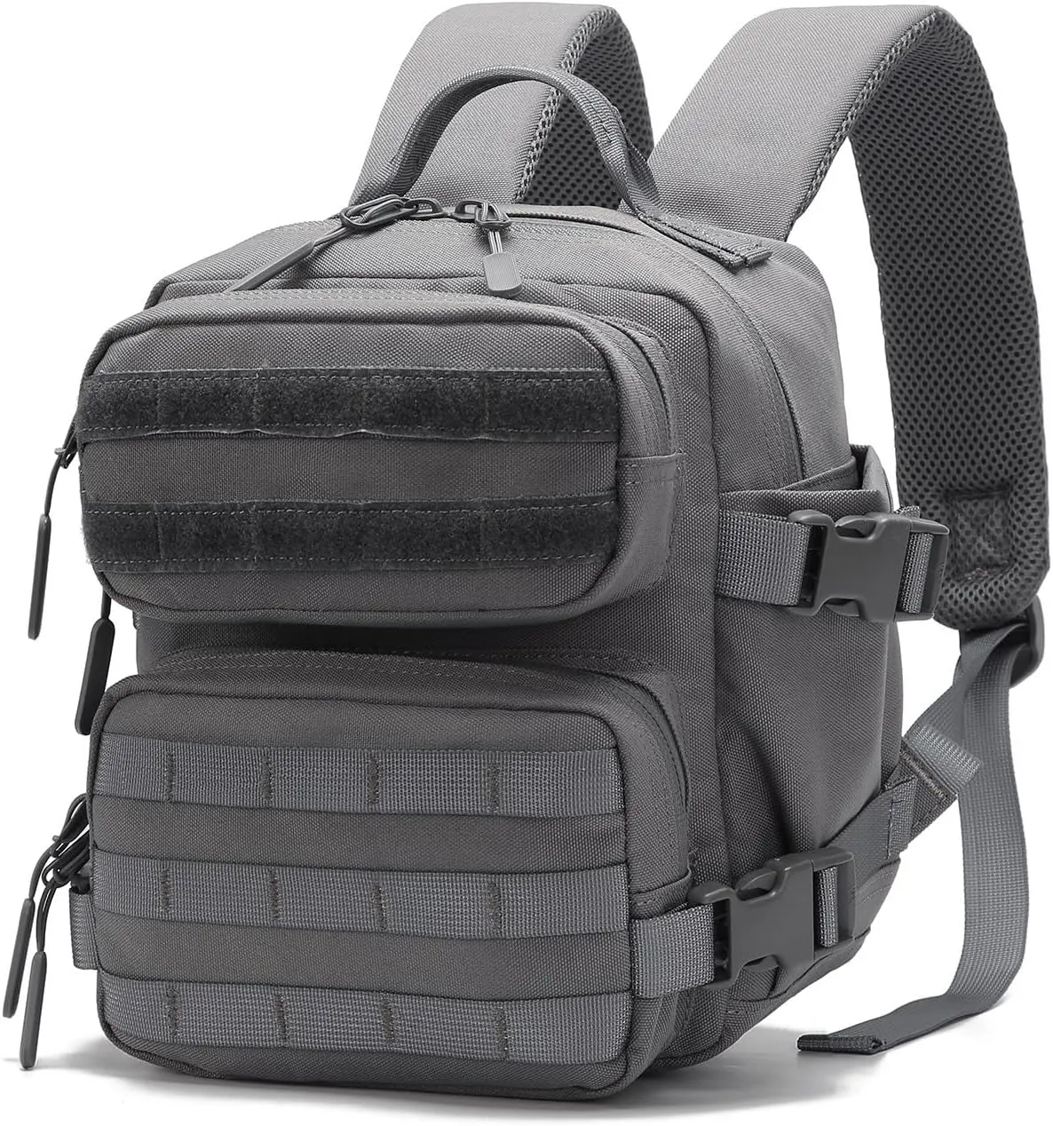 9L Mini Tactical Backpack Small Gym Bag Fitness Portable Backpack With Molle System For Hiking, Camping, Traveling, Daily Use (Gray)