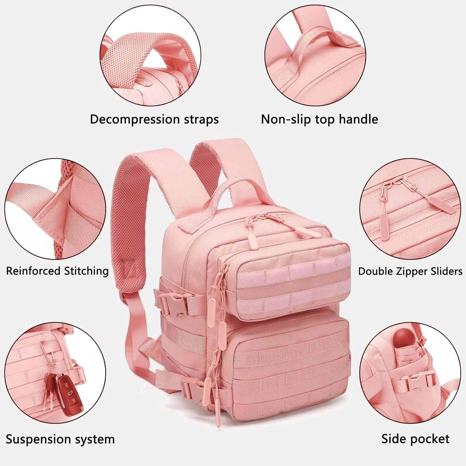 9L Mini Tactical Backpack Small Gym Bag Fitness Portable Backpack With Molle System For Hiking, Camping, Traveling, Daily Use (Green)