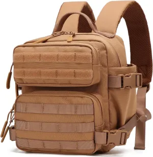 9L Mini Tactical Backpack Small Gym Bag Fitness Portable Backpack With Molle System For Hiking, Camping, Traveling, Daily Use (Khaki)