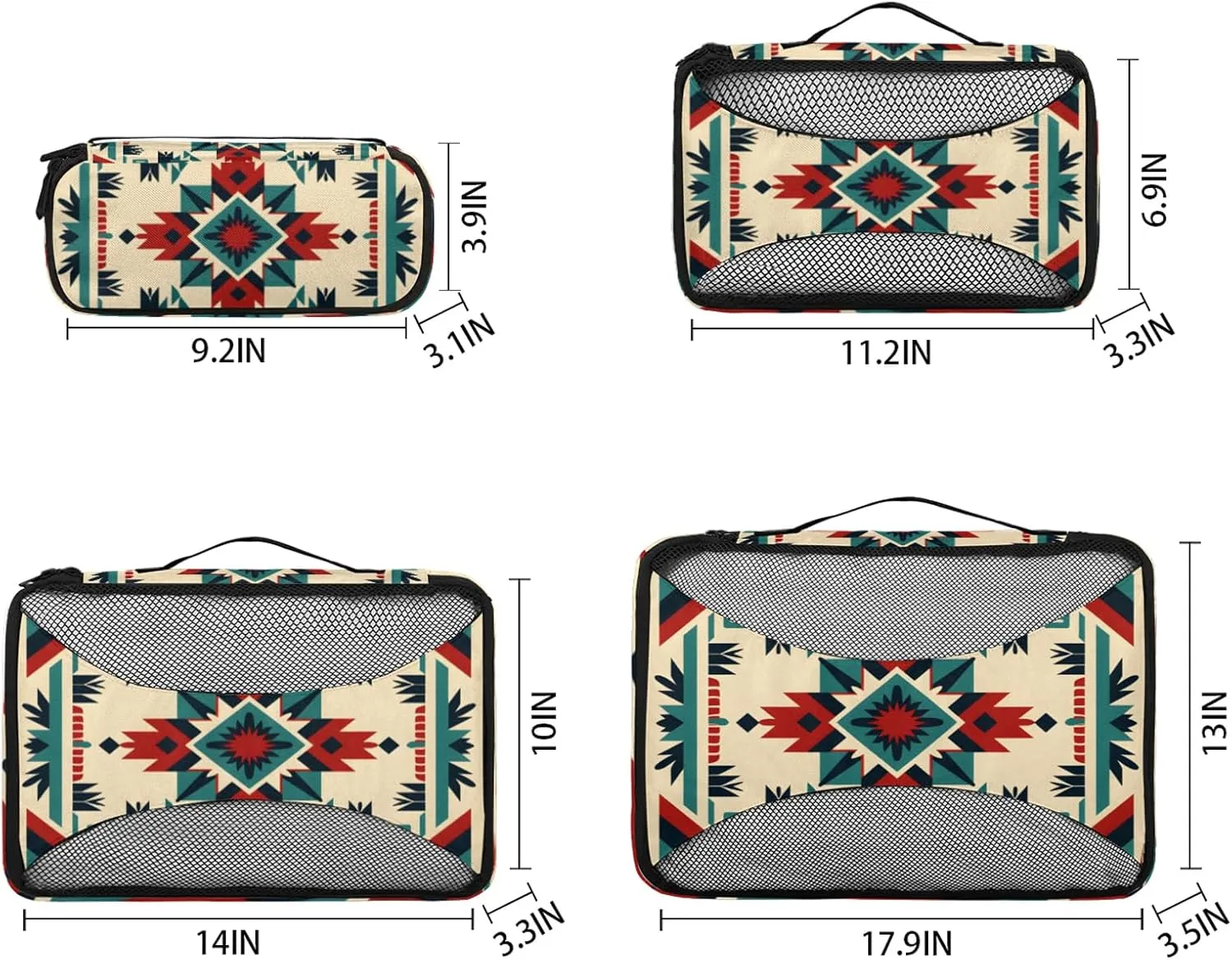 African Aztec Print 4 Pack Packing Cubes for Travel Lightweight Luggage Organizer Bag for Men Women Suitcase Packing Bags Set for Travel Essentials