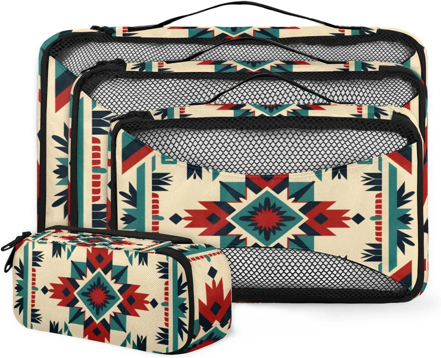 African Aztec Print 4 Pack Packing Cubes for Travel Lightweight Luggage Organizer Bag for Men Women Suitcase Packing Bags Set for Travel Essentials