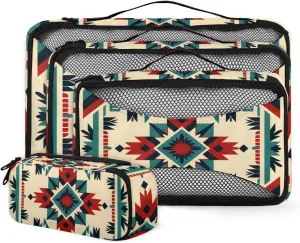 African Aztec Print 4 Pack Packing Cubes for Travel Lightweight Luggage Organizer Bag for Men Women Suitcase Packing Bags Set for Travel Essentials