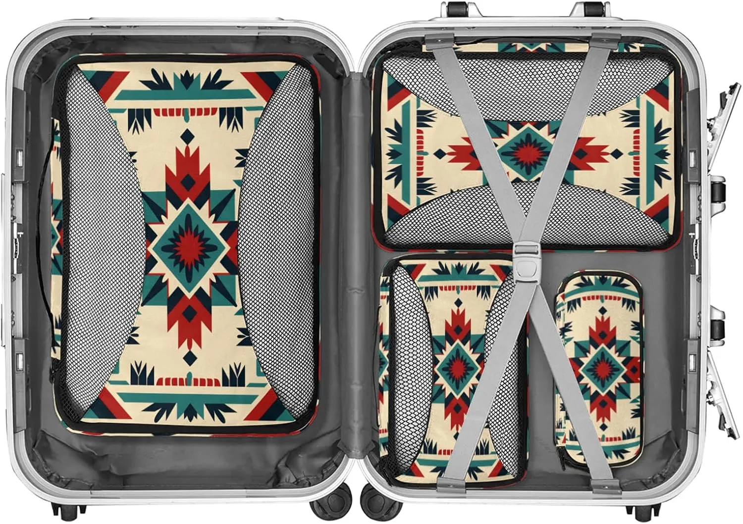 African Aztec Print 4 Pack Packing Cubes for Travel Lightweight Luggage Organizer Bag for Men Women Suitcase Packing Bags Set for Travel Essentials