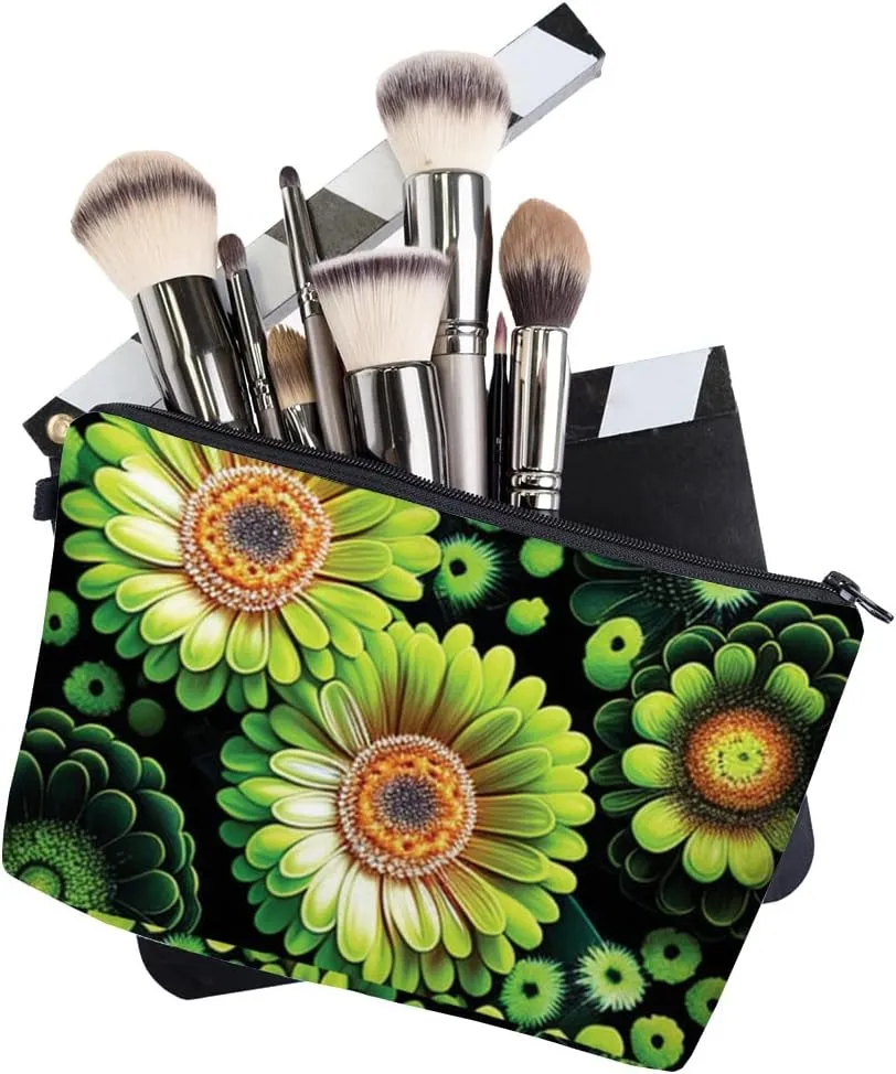 Allover print Makeup Bag Organizer Makeup Pouch Toiletry Pouch Clutch Cosmetic Pouch for Adult Women Travel and Daily Use-Daisy 2