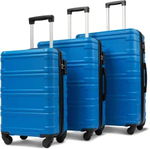 Altillo Luggage Sets 3 Piece PC ABS Lightweight Hardside Luggage Sets with Spinner Wheels TSA Lock Hardshell Suitcase Set, 3-Piece Set (20/24/28) (Blue)