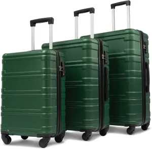 Altillo Luggage Sets 3 Piece PC ABS Lightweight Hardside Luggage Sets with Spinner Wheels TSA Lock Hardshell Suitcase Set, 3-Piece Set (20/24/28) (Green)