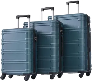 Altillo Luggage Sets 3 Piece PC ABS Lightweight Hardside Luggage Sets with Spinner Wheels TSA Lock Hardshell Suitcase Set, 3-Piece Set (20/24/28) (Magenta Green)