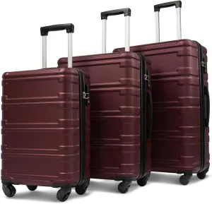 Altillo Luggage Sets 3 Piece PC ABS Lightweight Hardside Luggage Sets with Spinner Wheels TSA Lock Hardshell Suitcase Set, 3-Piece Set (20/24/28) (Zinfandel)