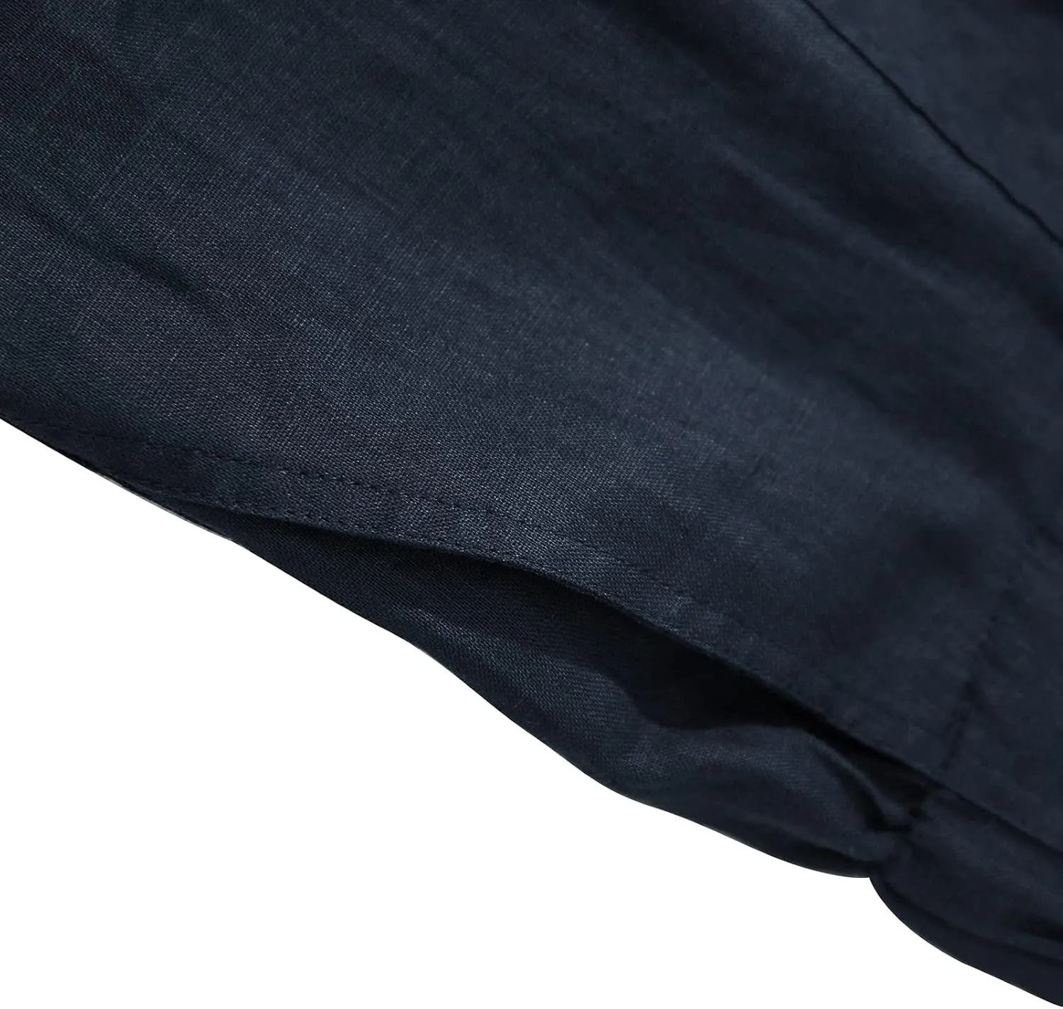 Amazhiyu Womens Pure Linen Wide Leg Cargo Pants Elastic Waist Baggy Jogger with Pockets