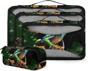 Animal Frog 4 Pack Packing Cubes for Travel Lightweight Luggage Organizer Bag for Men Women Suitcase Packing Bags Set for Travel Essentials