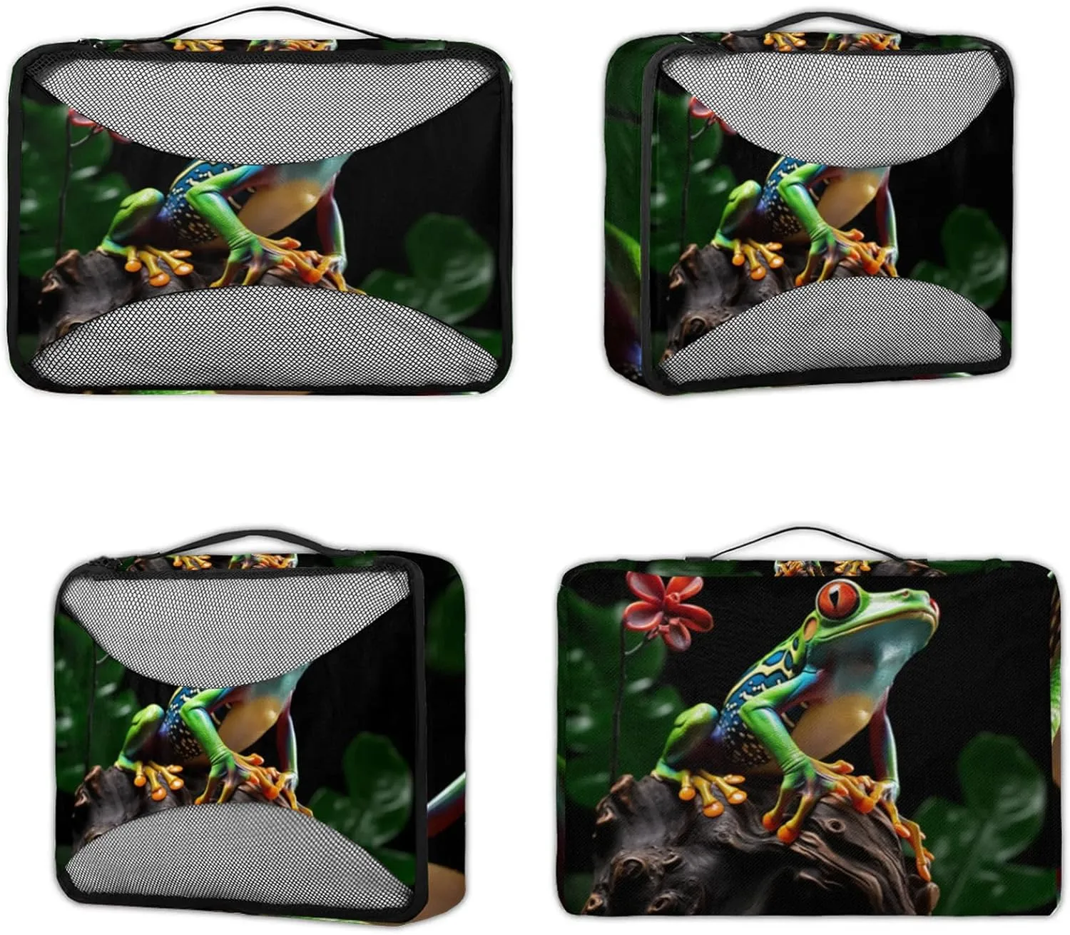 Animal Frog 4 Pack Packing Cubes for Travel Lightweight Luggage Organizer Bag for Men Women Suitcase Packing Bags Set for Travel Essentials