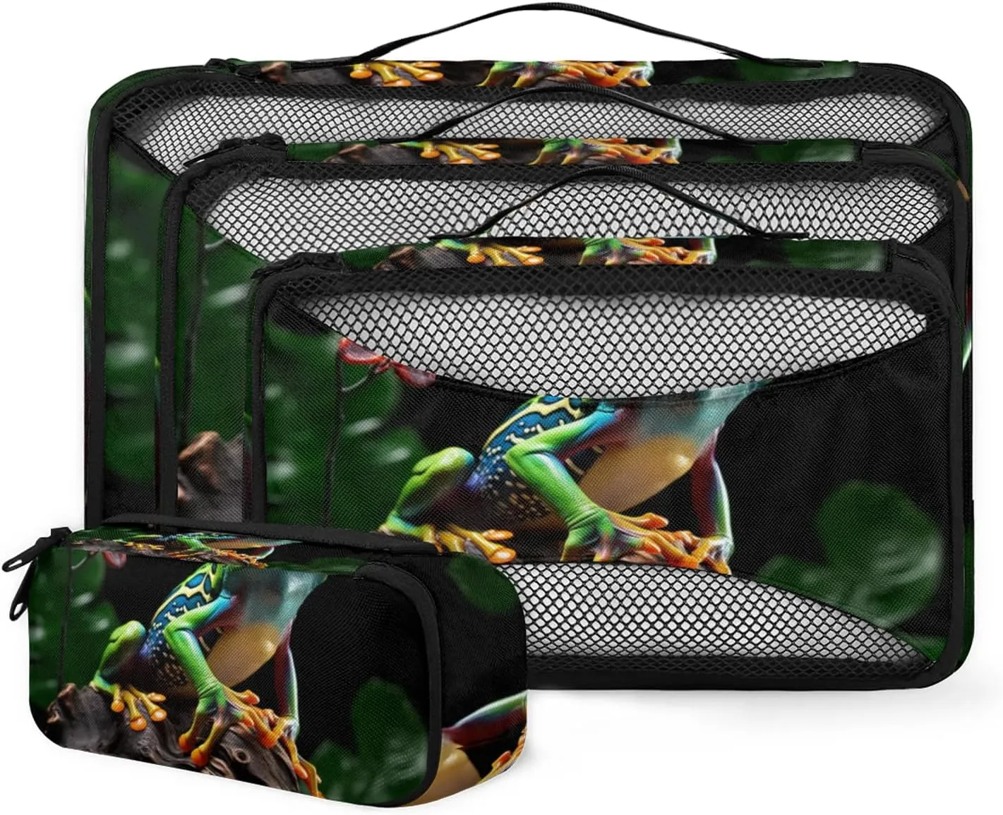 Animal Frog 4 Pack Packing Cubes for Travel Lightweight Luggage Organizer Bag for Men Women Suitcase Packing Bags Set for Travel Essentials