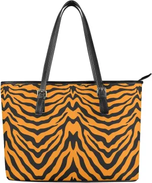 Animals Stripes Print Handbags for Womens Top-Handle Casual Shoulder Bags PU Tote Satchel Purse