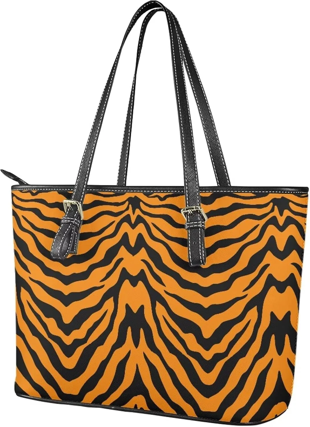 Animals Stripes Print Handbags for Womens Top-Handle Casual Shoulder Bags PU Tote Satchel Purse