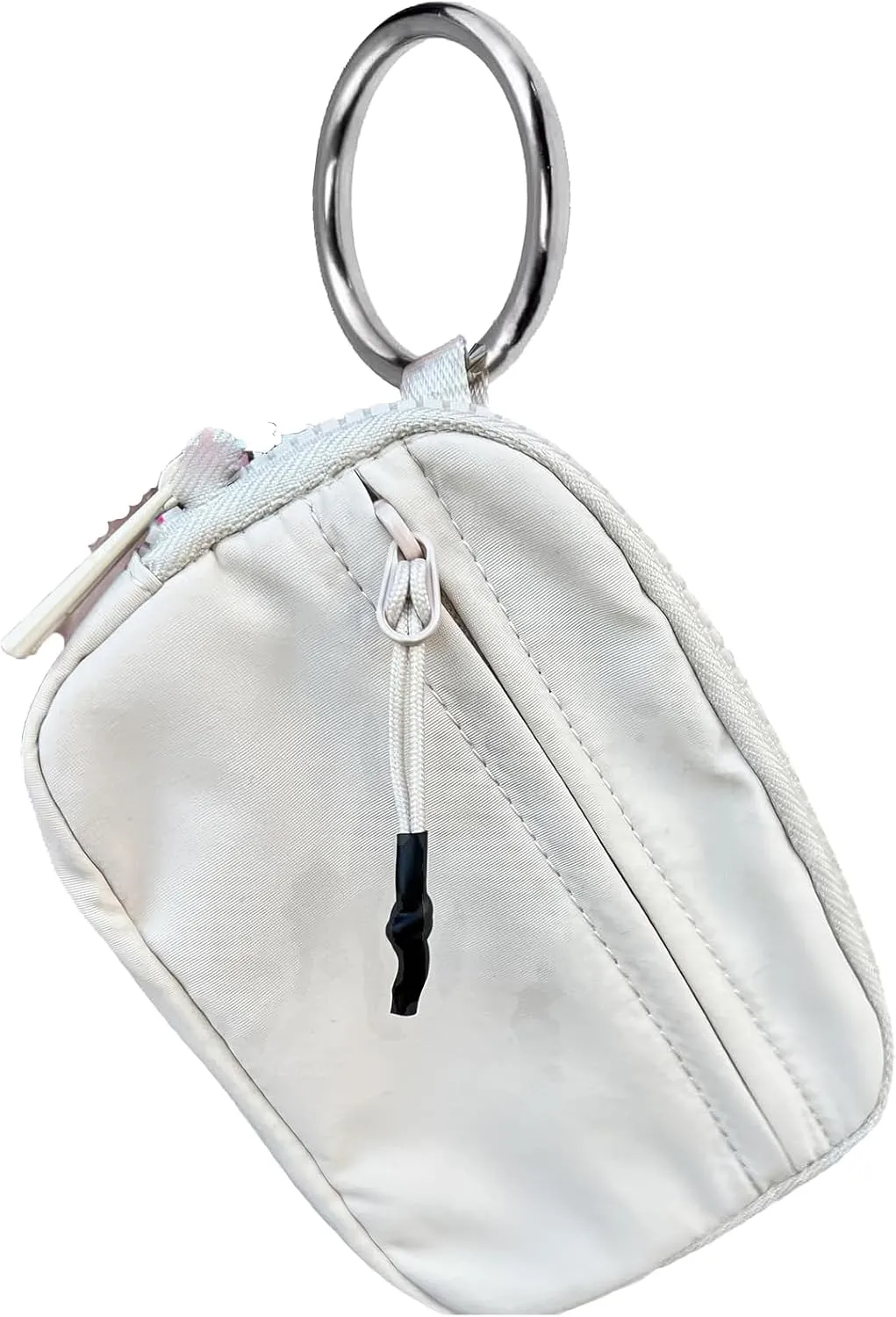 Atlodas The Iris' Wallet, 2024 New Iris Keychain Wallet, Pouch Wristlet Zip Card Case with ID Window (Ivory white)