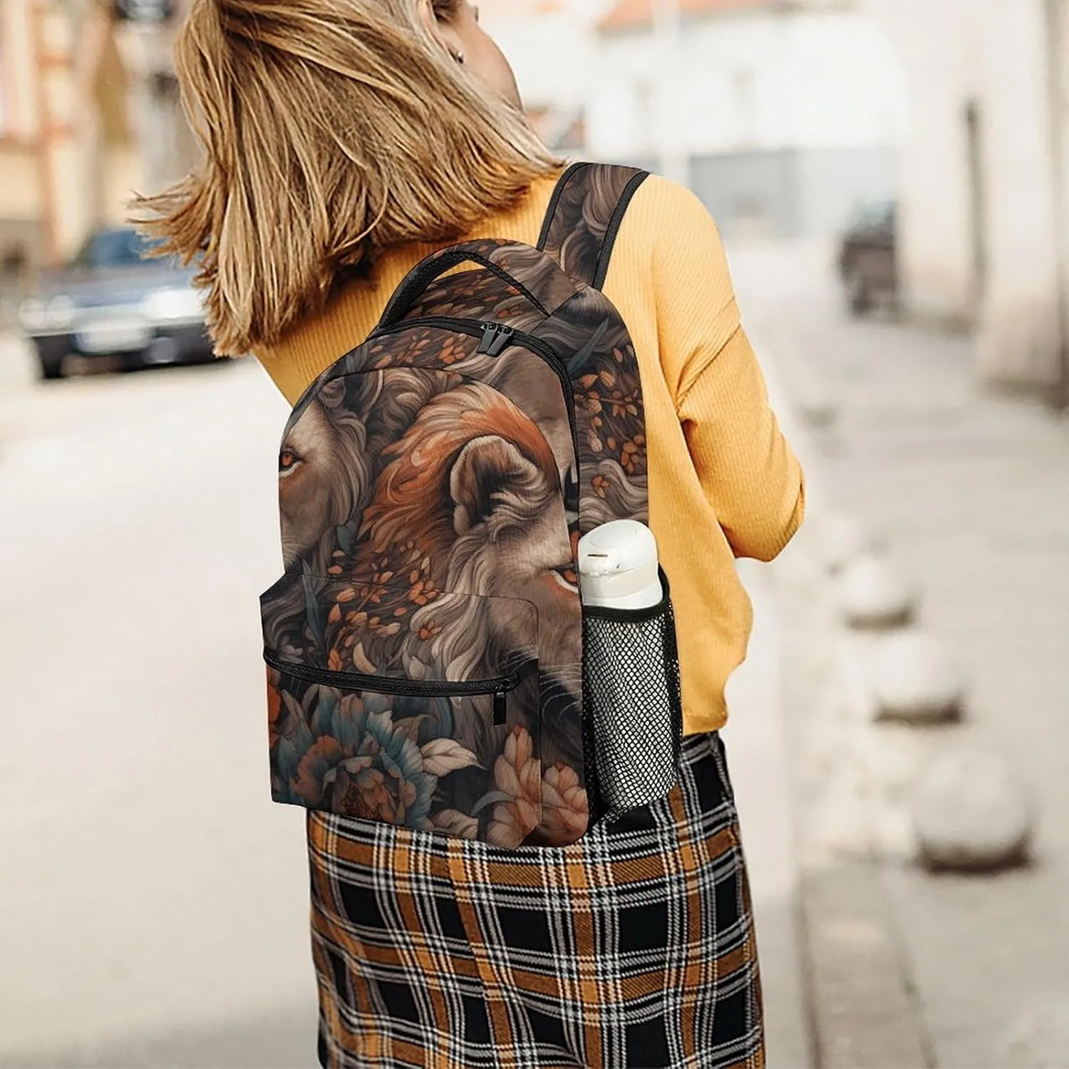 Backpack for Women Men Travel Abstract Painting of Lion Daypack Lightweight Laptop Bag Carry On Backpacks for Work