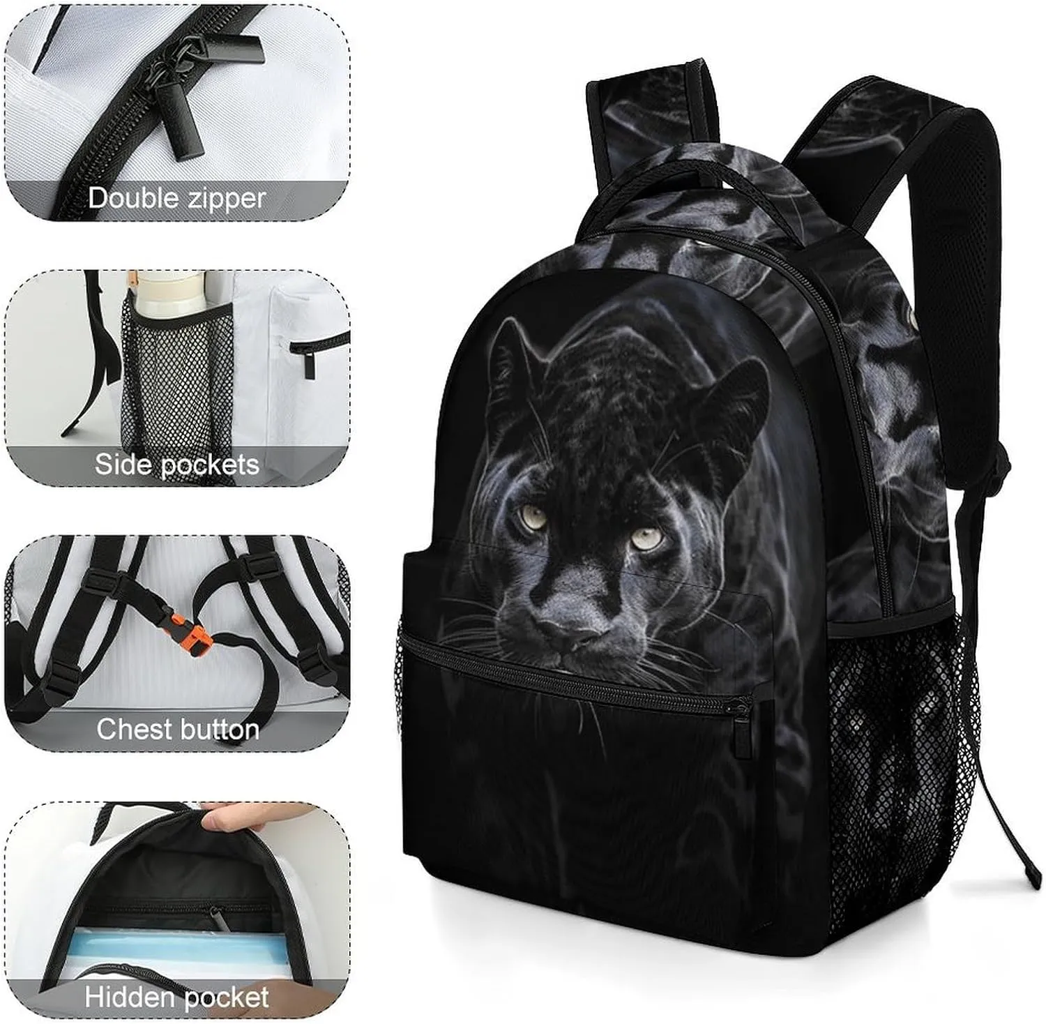 Backpack for Women Men Travel Animal Panther Daypack Lightweight Laptop Bag Carry On Backpacks for Work