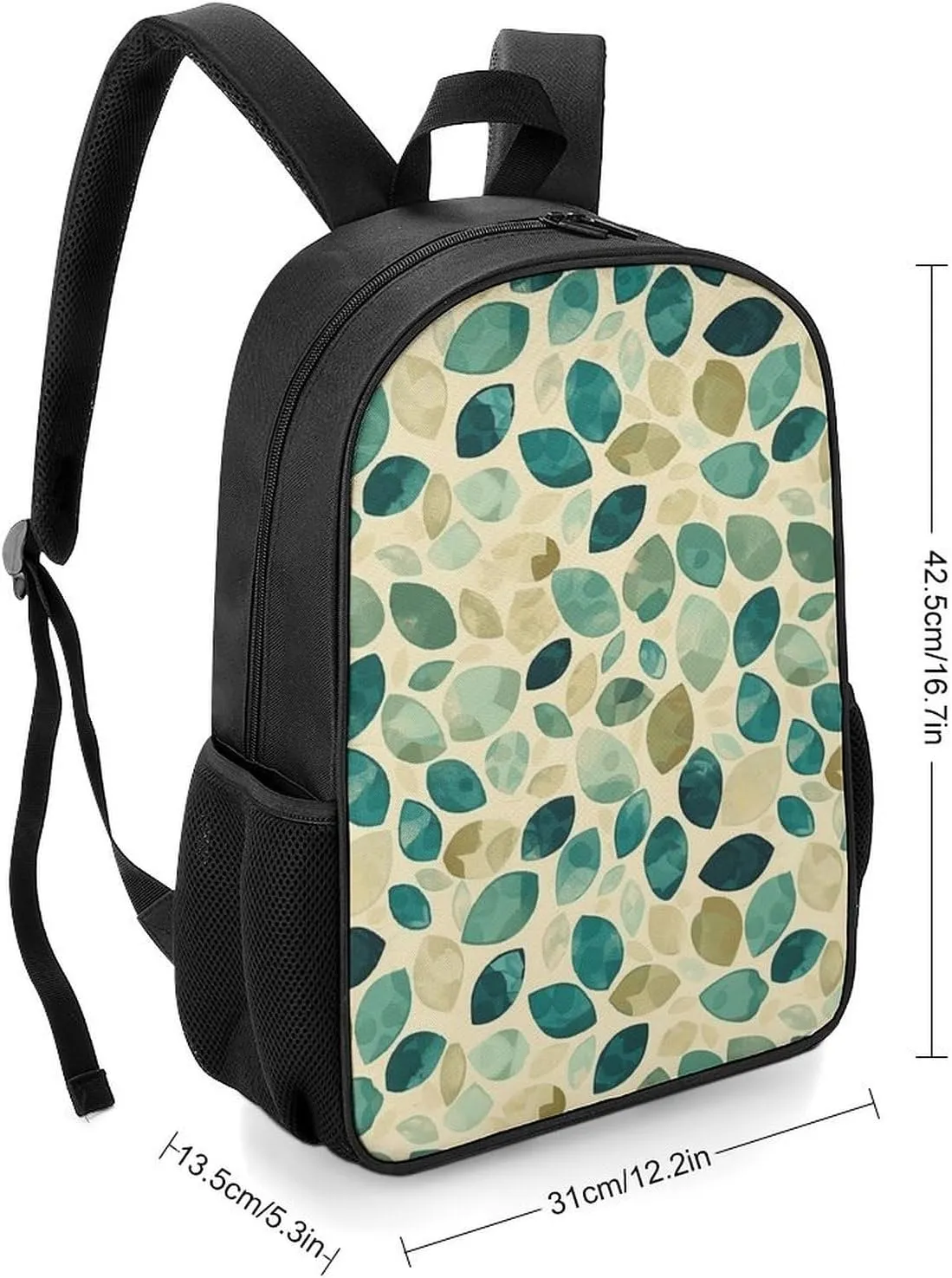 Backpack for Women Men Travel Beige And Emerald Daypack Lightweight Laptop Bag Carry On Backpacks for Work