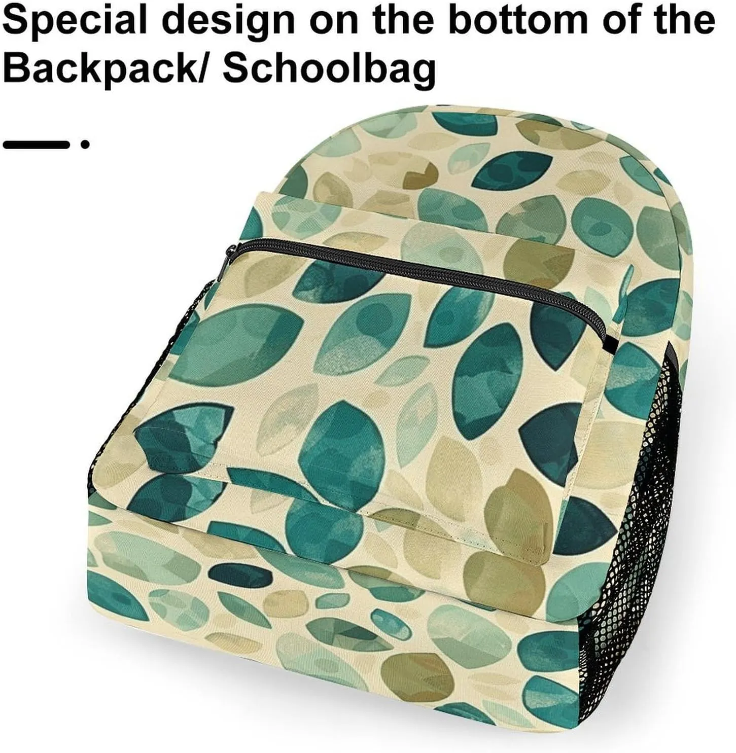 Backpack for Women Men Travel Beige And Emerald Daypack Lightweight Laptop Bag Carry On Backpacks for Work