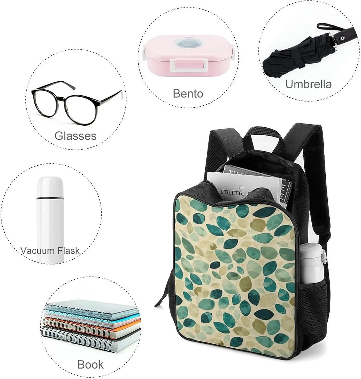 Backpack for Women Men Travel Beige And Emerald Daypack Lightweight Laptop Bag Carry On Backpacks for Work