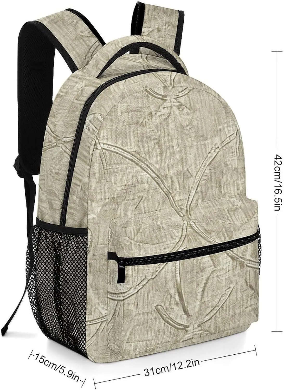 Backpack for Women Men Travel Beige Linen Texture Daypack Lightweight Laptop Bag Carry On Backpacks for Work