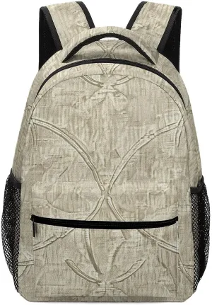 Backpack for Women Men Travel Beige Linen Texture Daypack Lightweight Laptop Bag Carry On Backpacks for Work