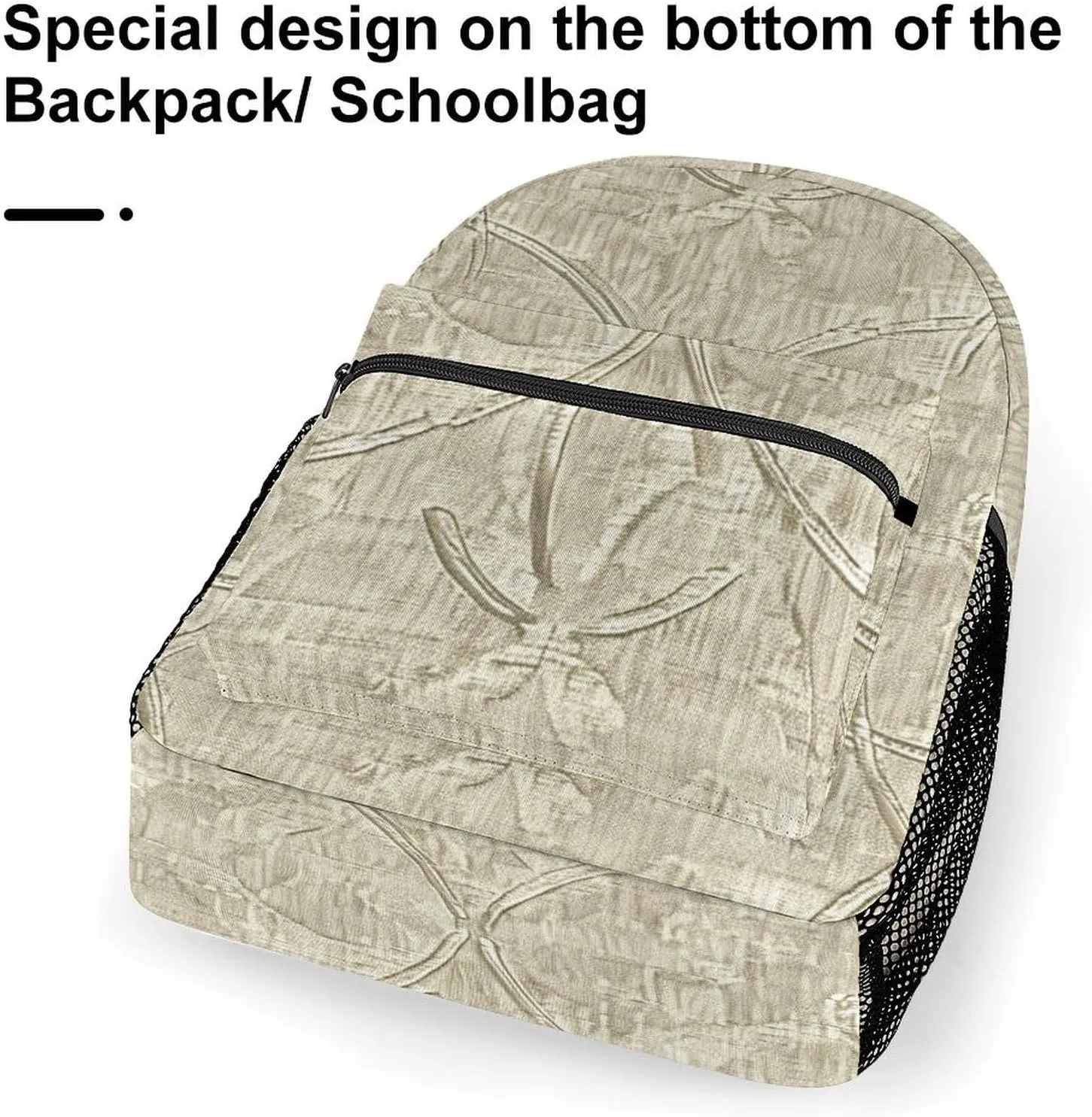 Backpack for Women Men Travel Beige Linen Texture Daypack Lightweight Laptop Bag Carry On Backpacks for Work