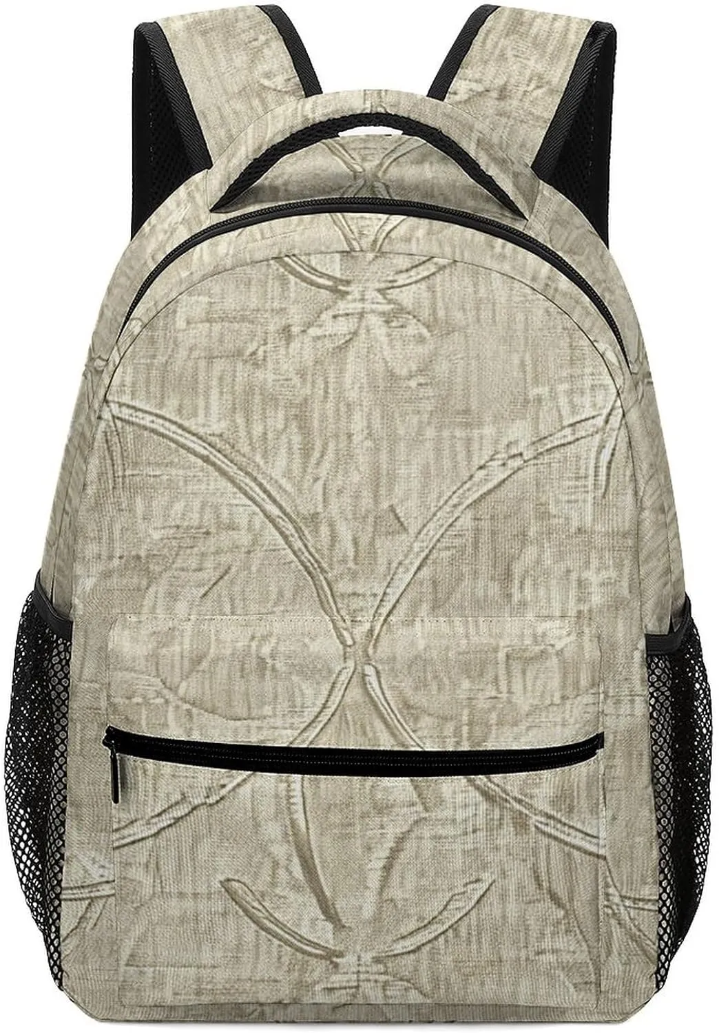 Backpack for Women Men Travel Beige Linen Texture Daypack Lightweight Laptop Bag Carry On Backpacks for Work