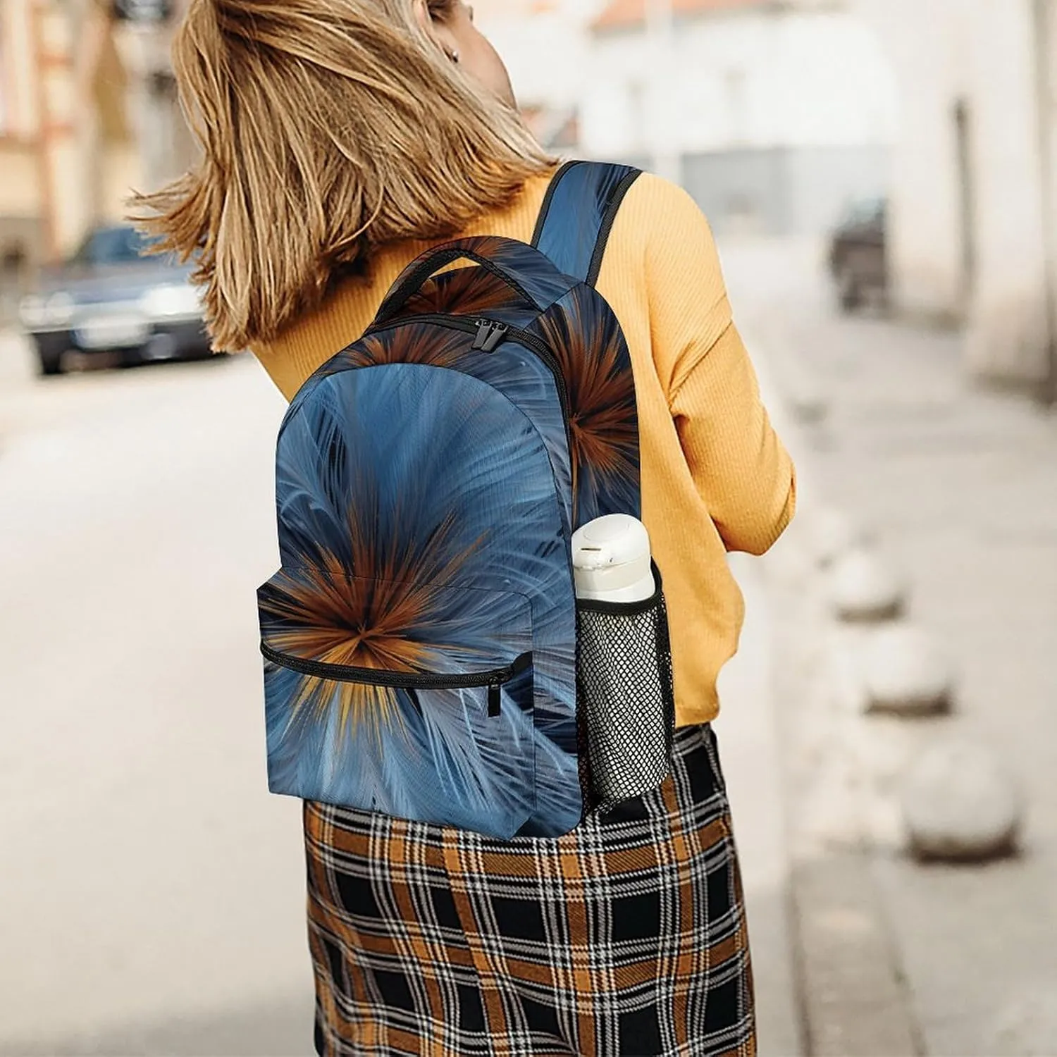 Backpack for Women Men Travel Big Blue Flower Daypack Lightweight Laptop Bag Carry On Backpacks for Work