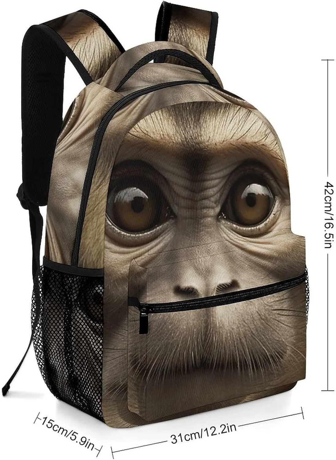 Backpack for Women Men Travel Big Eyed Monkey Daypack Lightweight Laptop Bag Carry On Backpacks for Work
