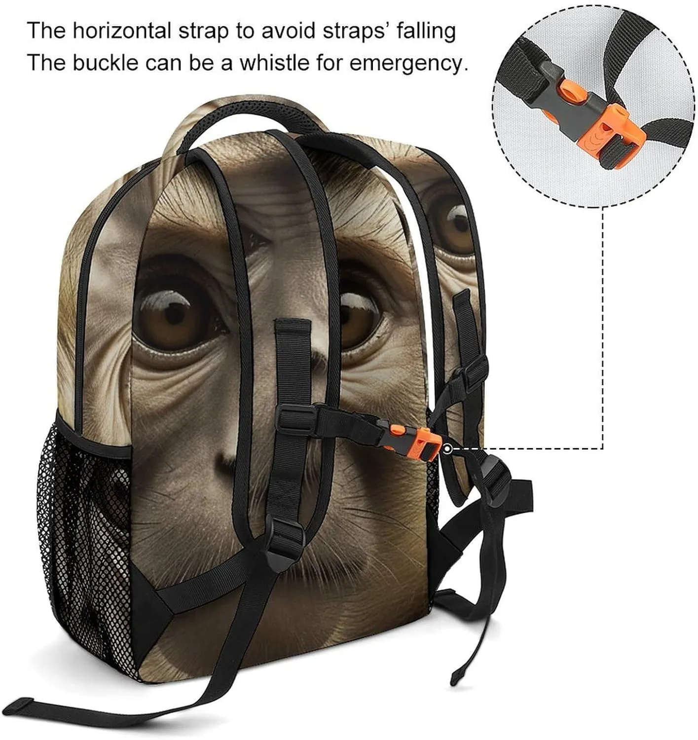 Backpack for Women Men Travel Big Eyed Monkey Daypack Lightweight Laptop Bag Carry On Backpacks for Work