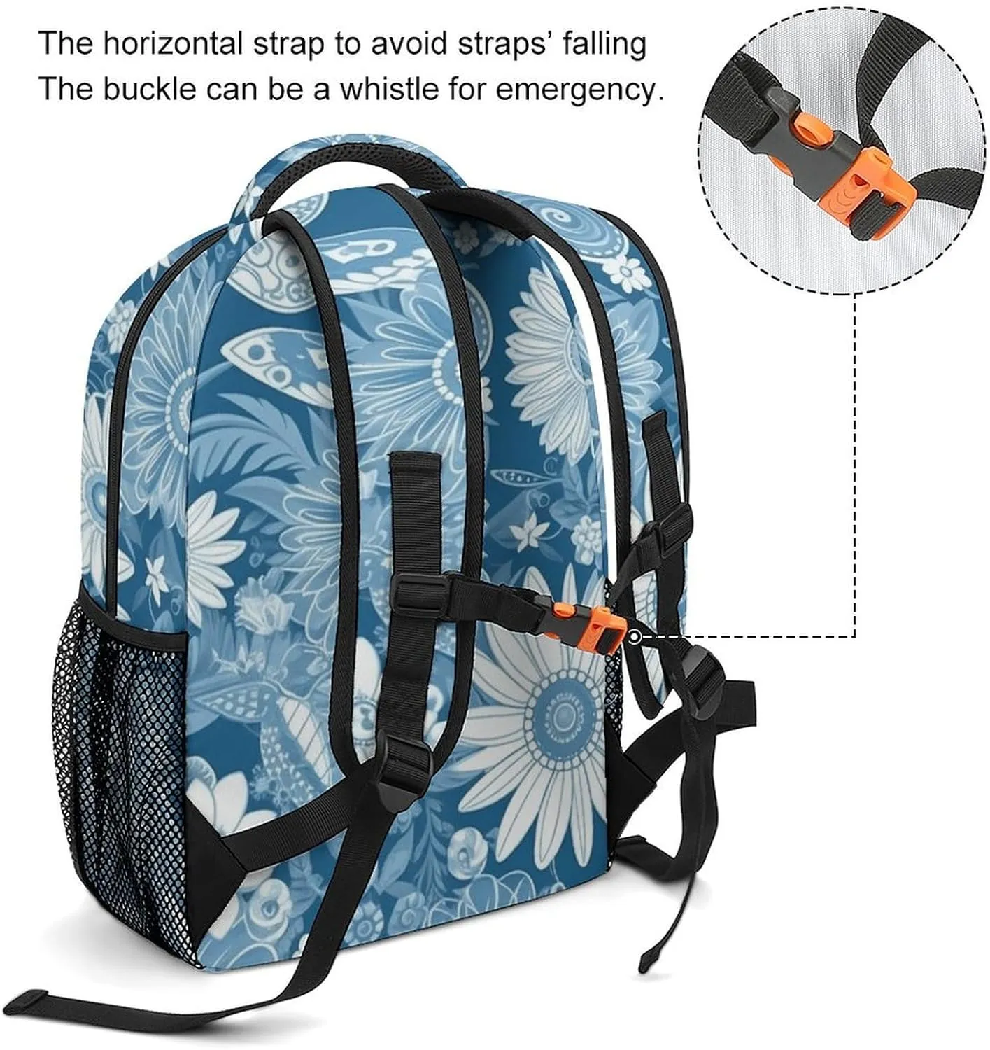 Backpack for Women Men Travel Blue Flower Pattern Daypack Lightweight Laptop Bag Carry On Backpacks for Work
