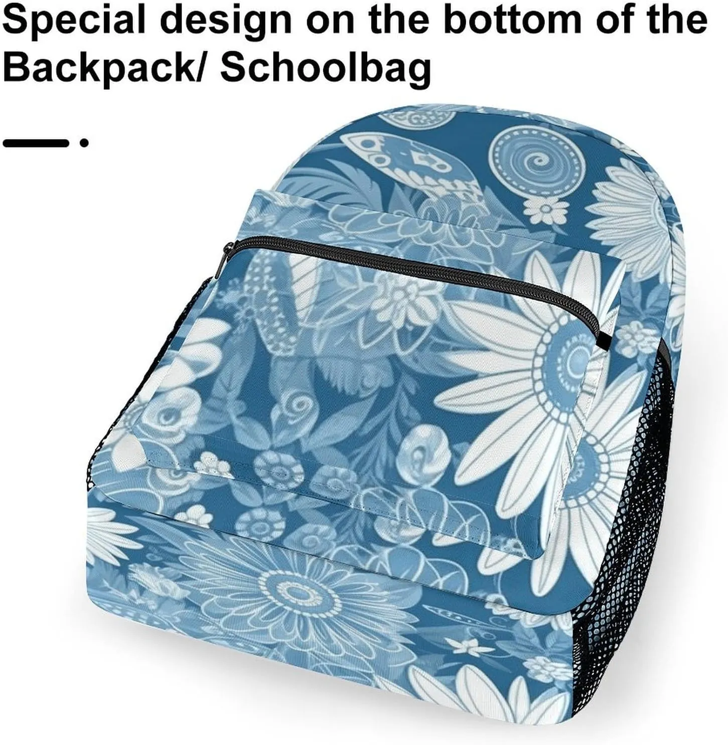 Backpack for Women Men Travel Blue Flower Pattern Daypack Lightweight Laptop Bag Carry On Backpacks for Work