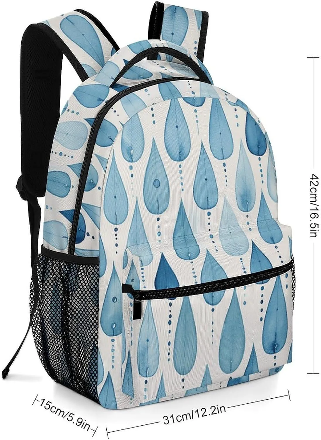 Backpack for Women Men Travel Blue Raindrops Daypack Lightweight Laptop Bag Carry On Backpacks for Work