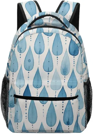 Backpack for Women Men Travel Blue Raindrops Daypack Lightweight Laptop Bag Carry On Backpacks for Work