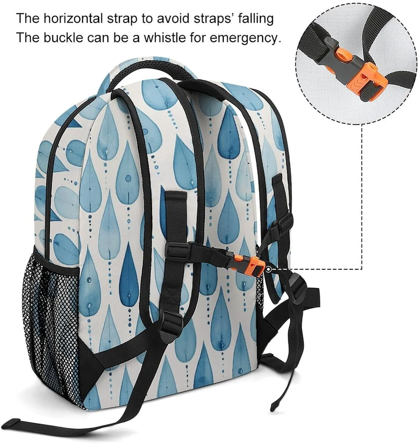 Backpack for Women Men Travel Blue Raindrops Daypack Lightweight Laptop Bag Carry On Backpacks for Work