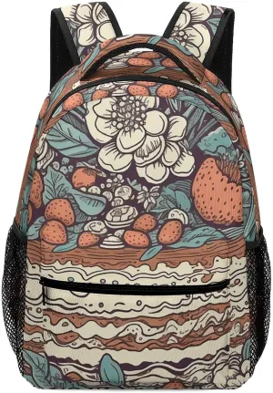 Backpack for Women Men Travel Cake Pattern Daypack Lightweight Laptop Bag Carry On Backpacks for Work