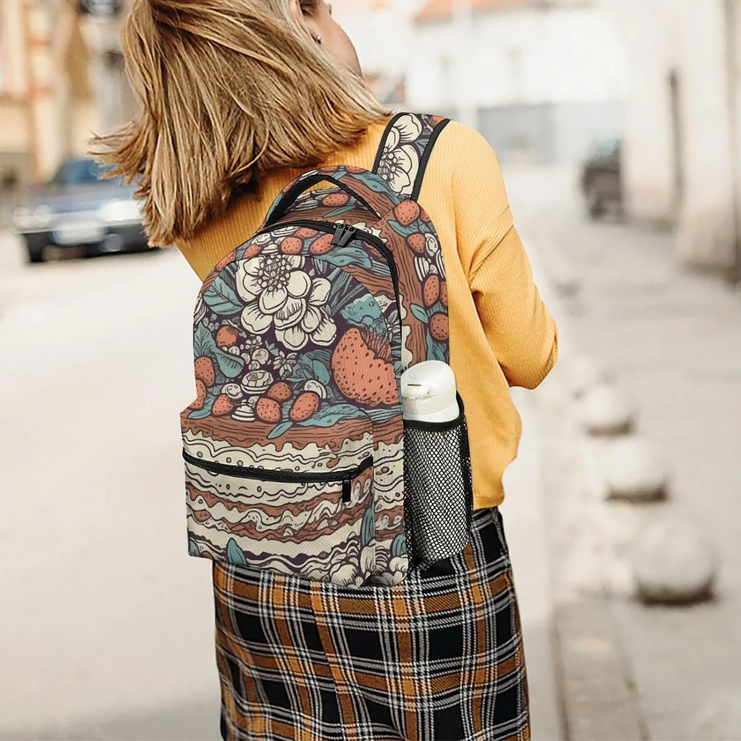 Backpack for Women Men Travel Cake Pattern Daypack Lightweight Laptop Bag Carry On Backpacks for Work